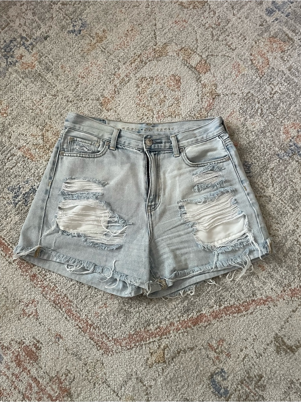 American Age Light Blue Distressed Denim Shorts